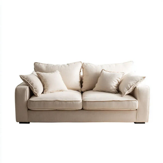 Beżowa sofa 3-osobowa z tapicerką poliestrową, 200 × 95 × 85 cm