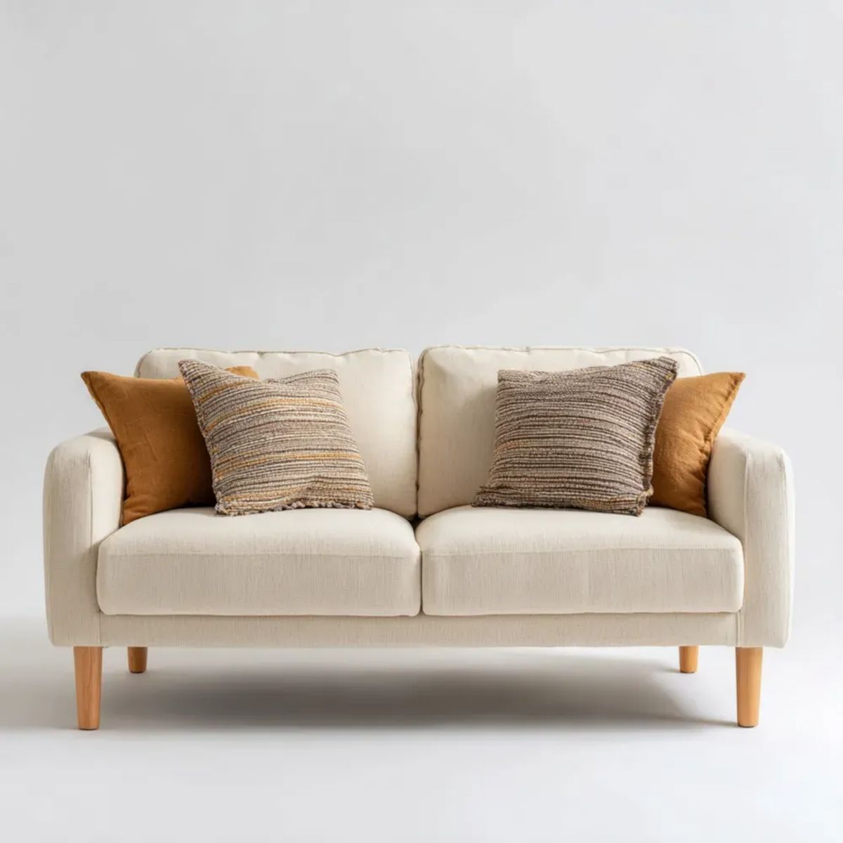 Kremowa sofa dwuosobowa z tapicerką poliestrową 160 x 85 x 82 cm