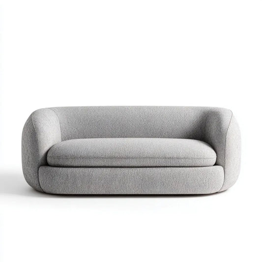 Dwuosobowa sofa tapicerowana jasnoszara 160 x 90 x 75 cm o zaokrąglonym kształcie