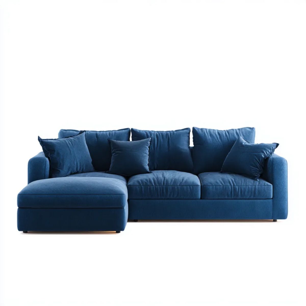 Lewostronna sofa narożna w kształcie L z tkaniny, granatowa, 260 × 160 × 85 cm